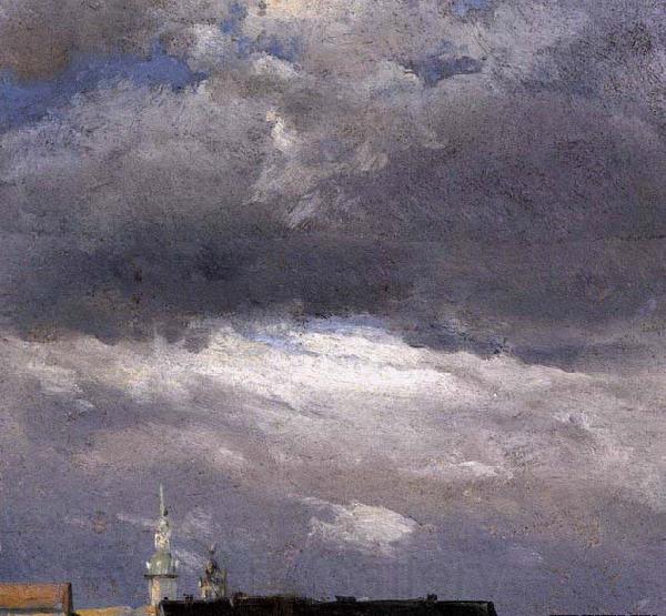 johann christian Claussen Dahl Cloud Study, Thunder Clouds over the Palace Tower at Dresden France oil painting art